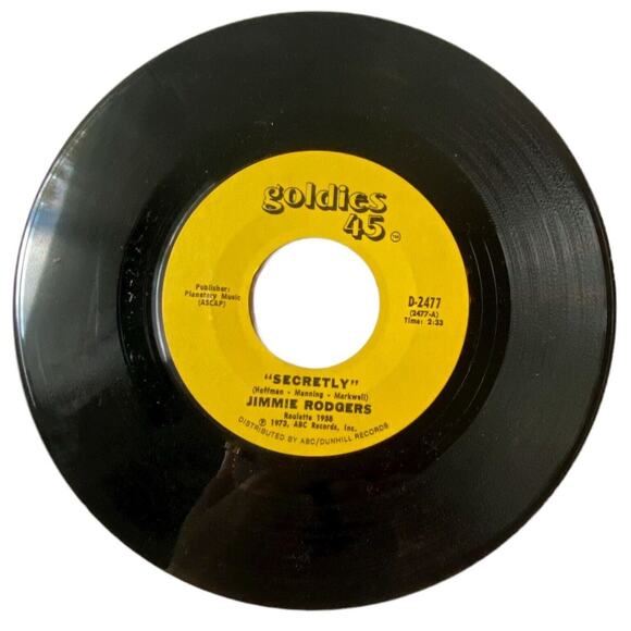 Jimmie Rodgers Secretly Make Me A Miracle Vinyl 1973 Goldies 45 Collector Series - Picture 4 of 8